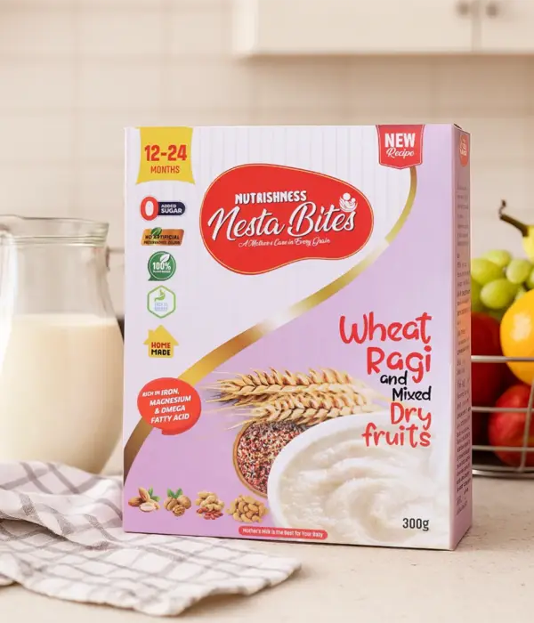 Nesta Bites Wheat Ragi and Mixed Dry Fruits Porridge (12-24 Months) – Iron, Magnesium & Omega Rich